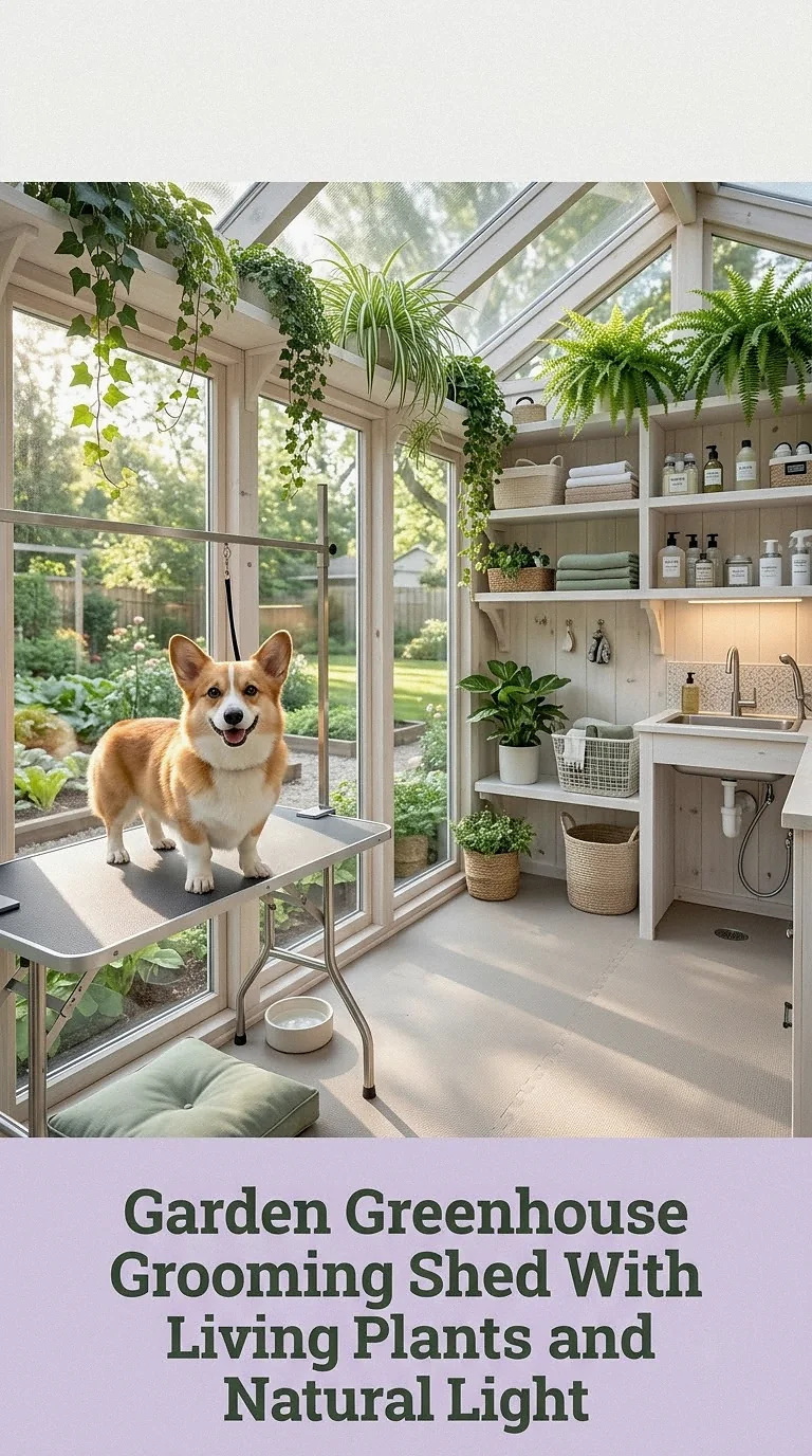 Garden Greenhouse Grooming Shed With Living Plants and Natural Light