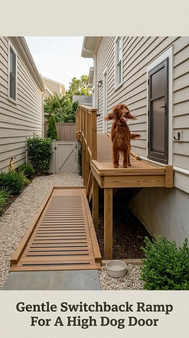 Gentle Switchback Ramp For A High Dog Door