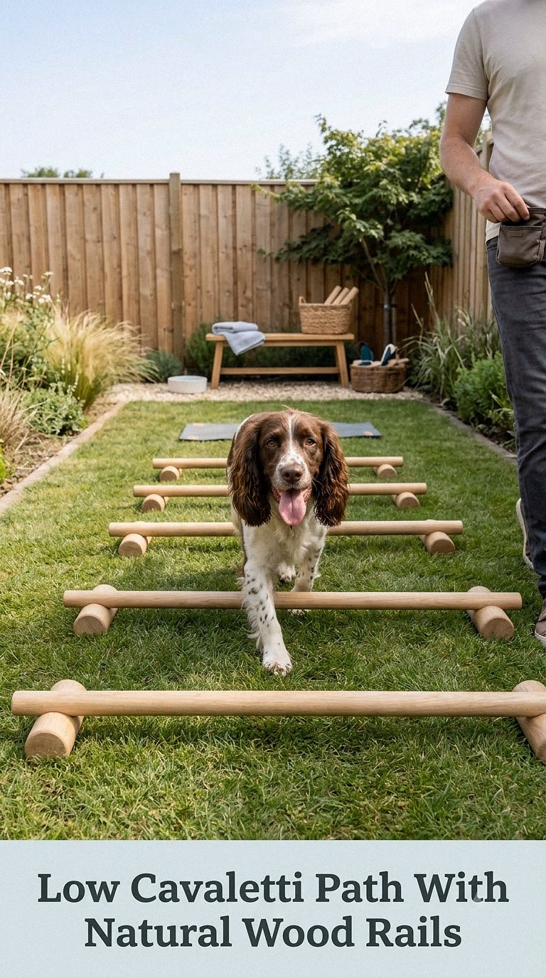 Low Cavaletti Path With Natural Wood Rails
