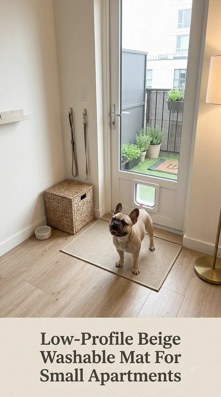 Low-Profile Beige Washable Mat For Small Apartments