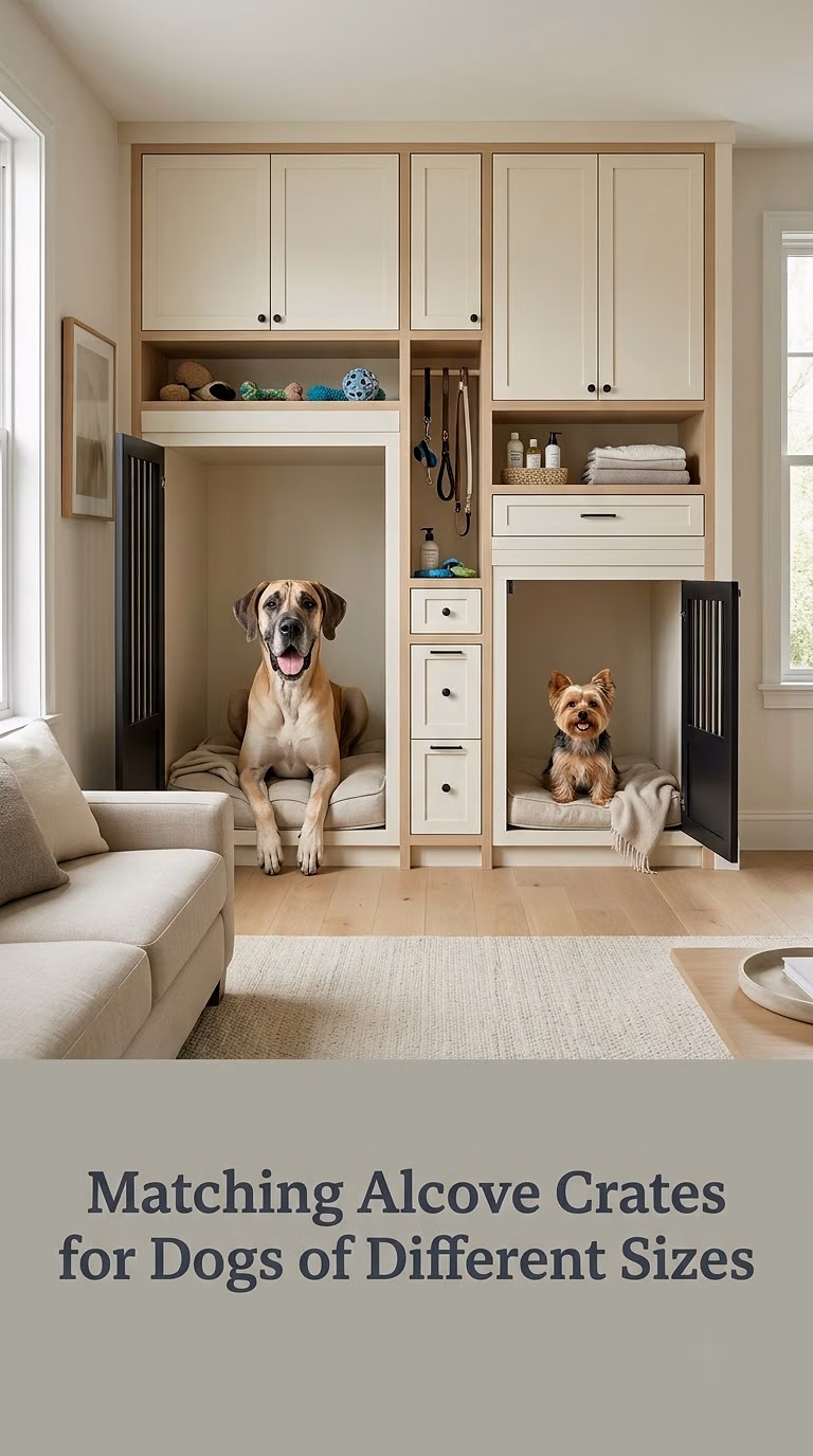 Matching Alcove Crates for Dogs of Different Sizes