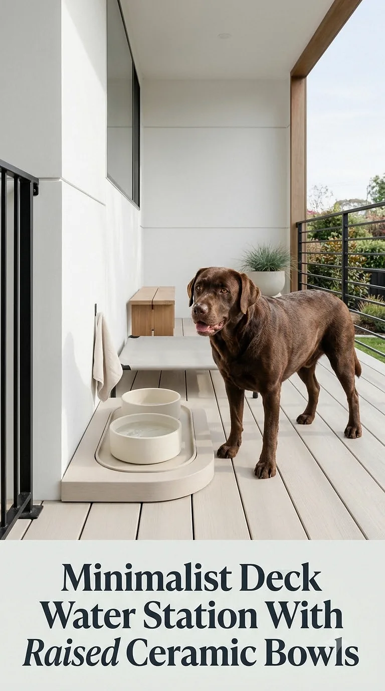 Minimalist Deck Water Station With Raised Ceramic Bowls