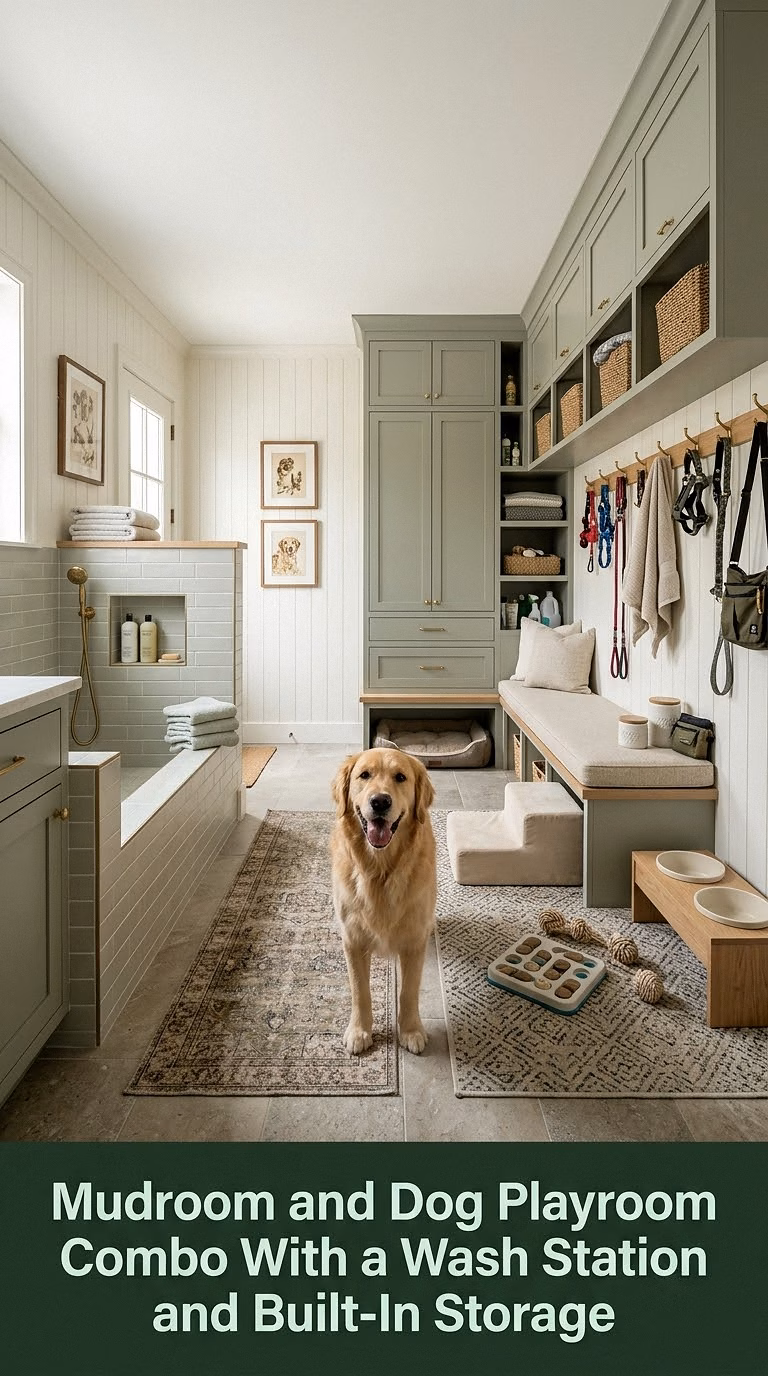 9. Mudroom and Dog Playroom Combo With a Wash Station and Built-In Storage