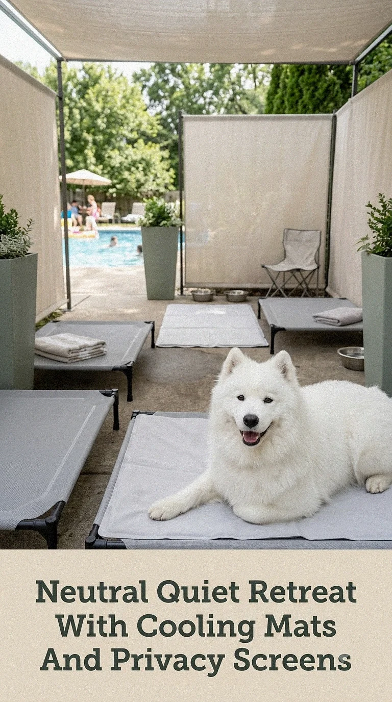 Neutral Quiet Retreat With Cooling Mats And Privacy Screens
