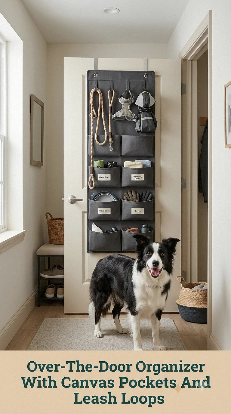 Over-The-Door Organizer With Canvas Pockets And Leash Loops