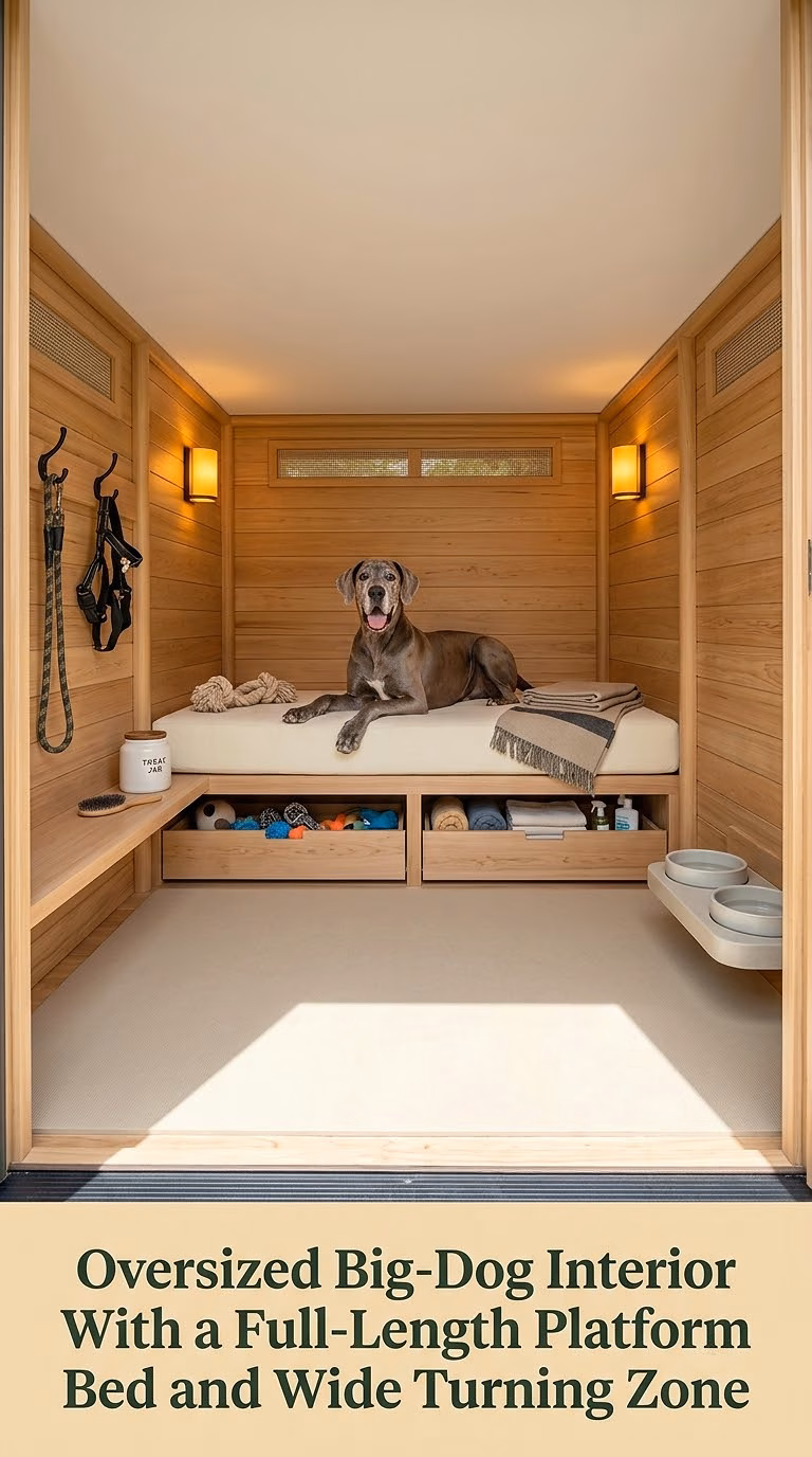 9. Oversized Big-Dog Interior With a Full-Length Platform Bed and Wide Turning Zone