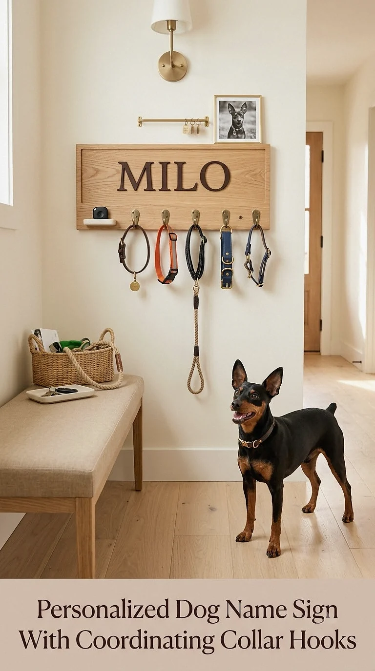 Personalized Dog Name Sign With Coordinating Collar Hooks