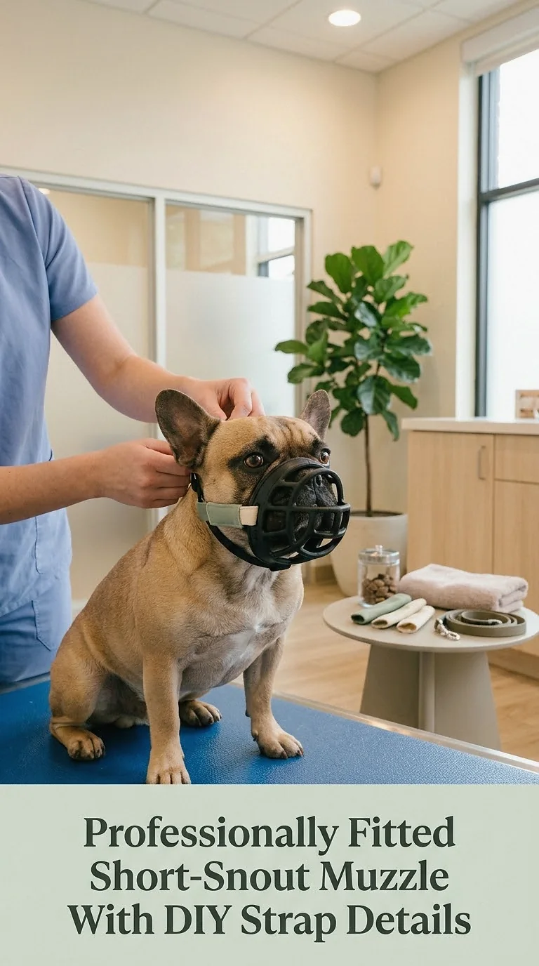 Professionally Fitted Short-Snout Muzzle With DIY Strap Details