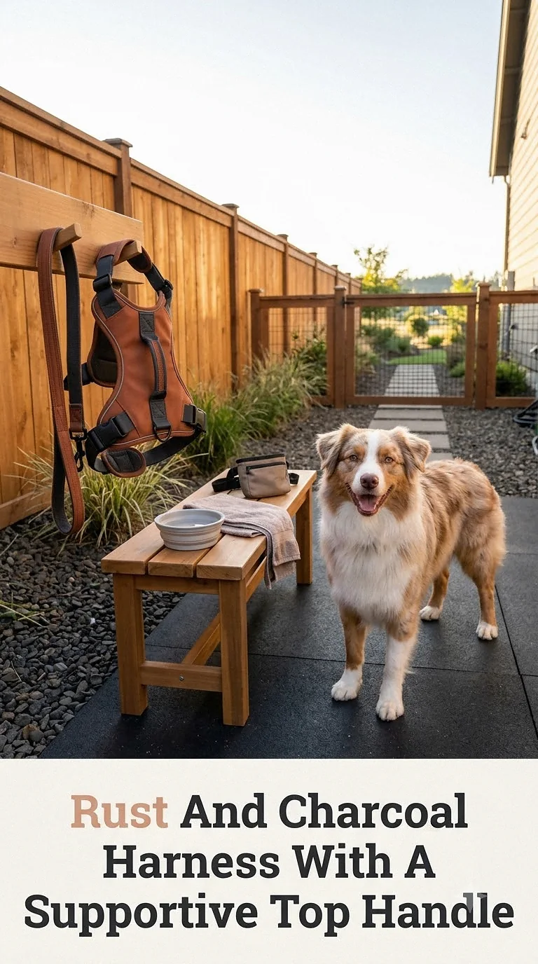 Rust And Charcoal Harness With A Supportive Top Handle
