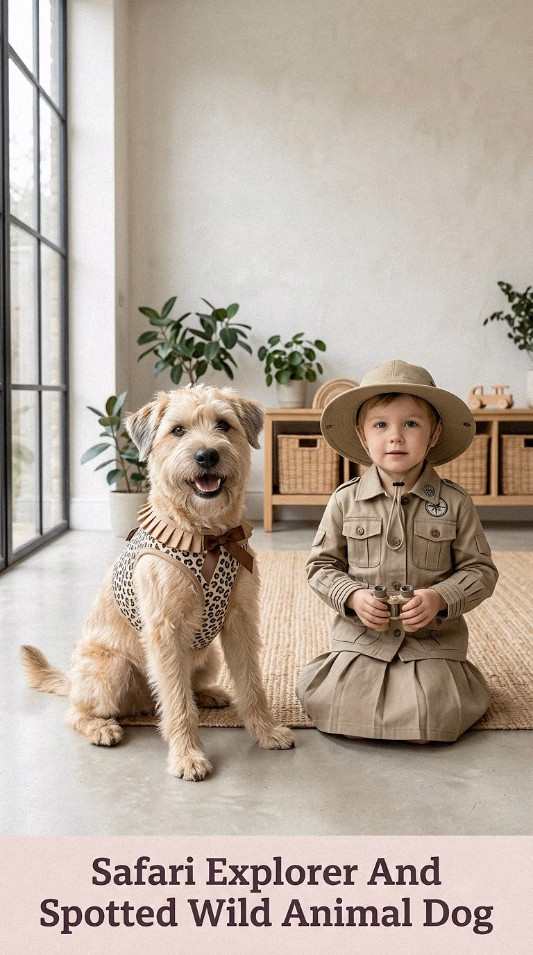Safari Explorer And Spotted Wild Animal Dog