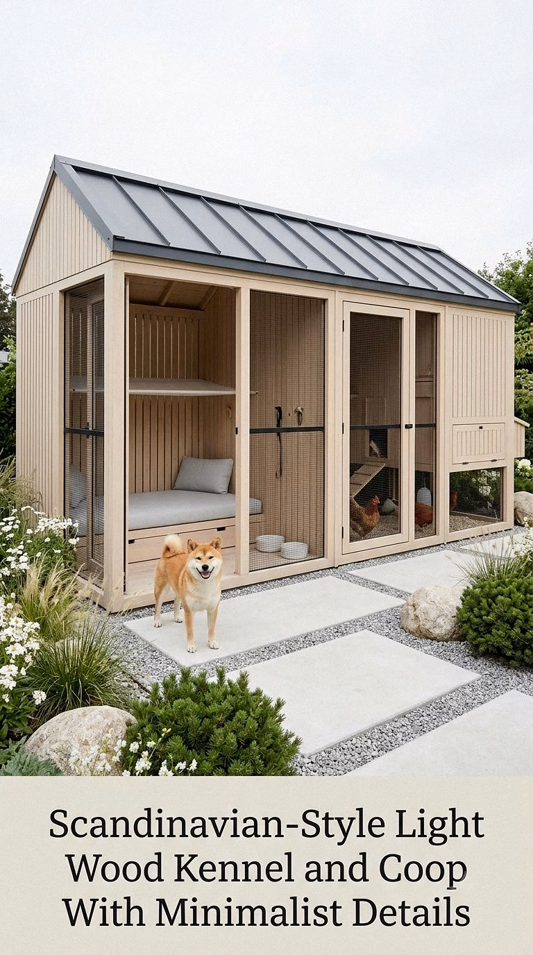 Scandinavian-Style Light Wood Kennel and Coop With Minimalist Details