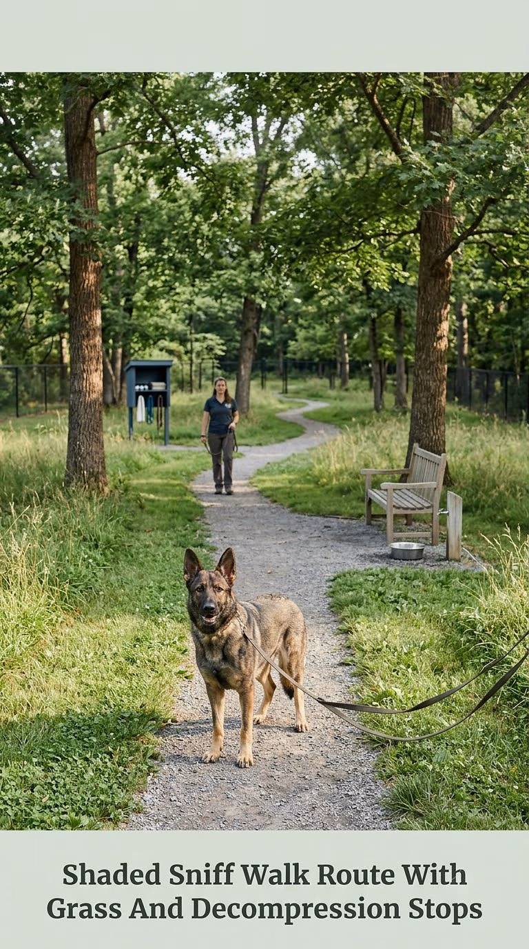 Shaded Sniff Walk Route With Grass And Decompression Stops