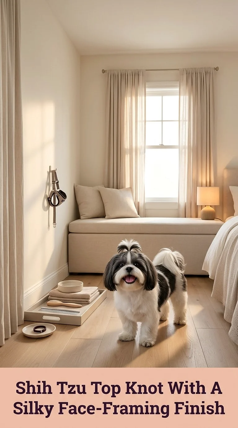 Shih Tzu Top Knot With A Silky Face-Framing Finish