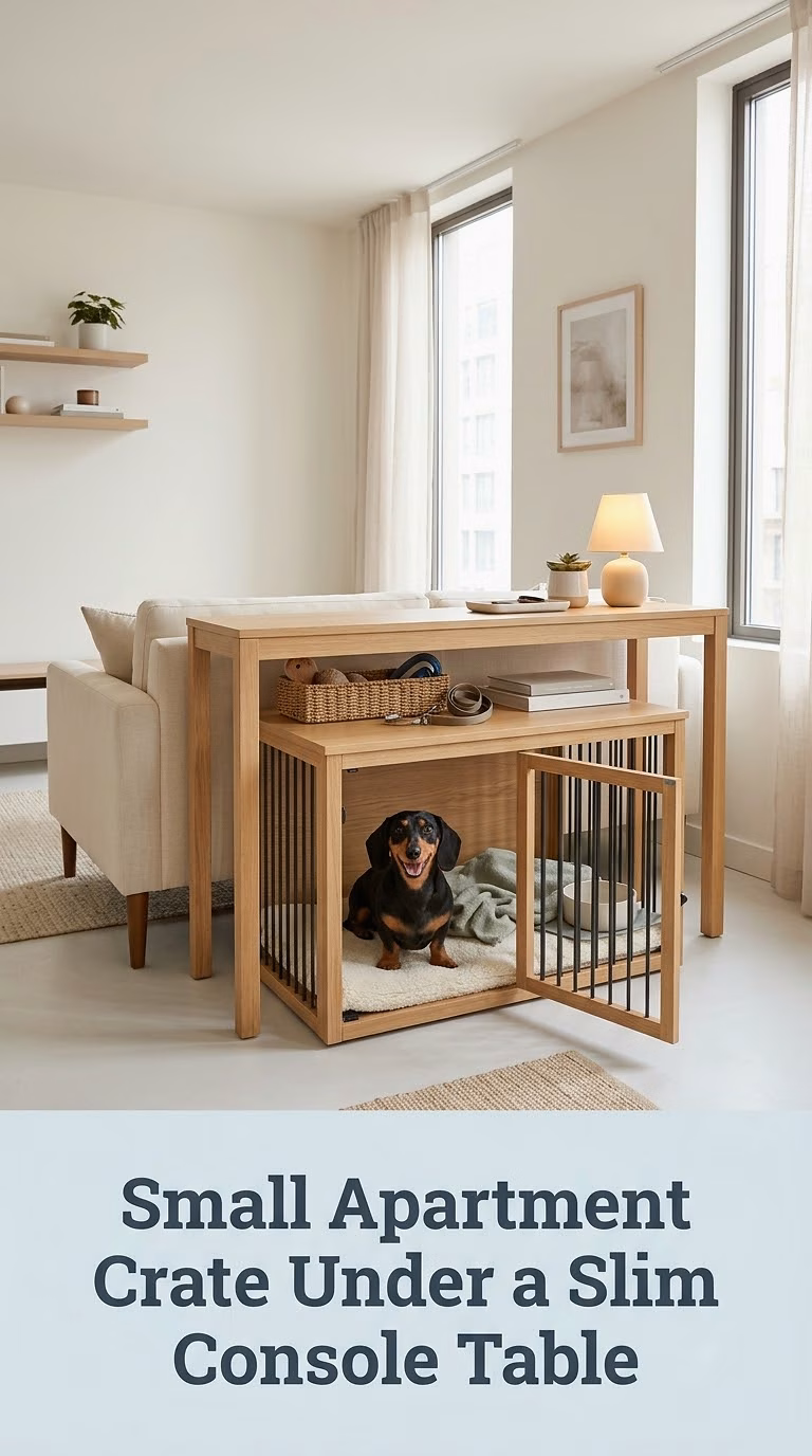 Small Apartment Crate Under a Slim Console Table