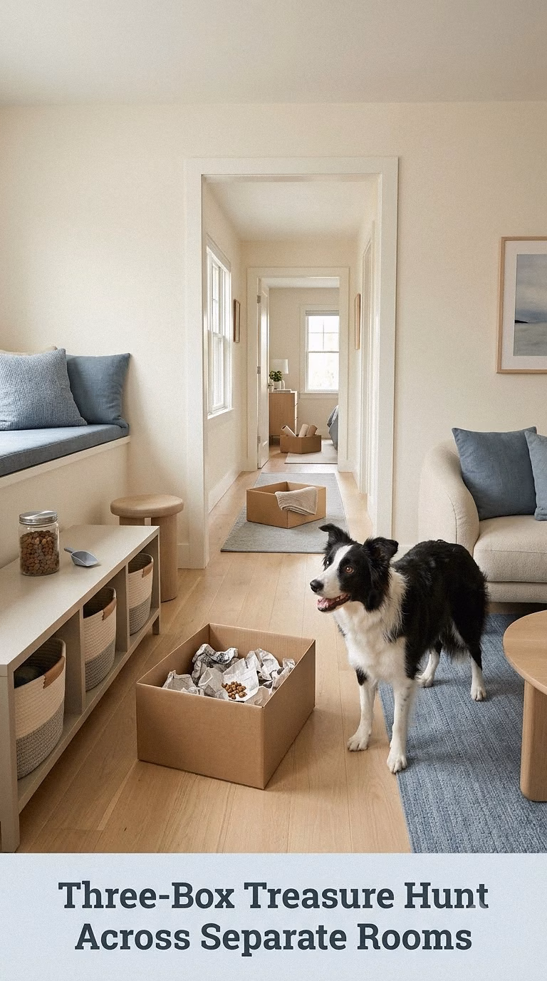 Three-Box Treasure Hunt Across Separate Rooms