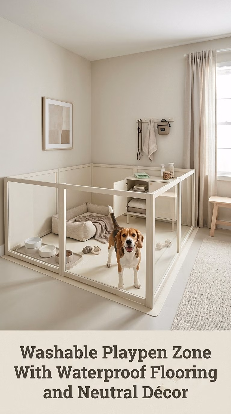 Washable Playpen Zone With Waterproof Flooring and Neutral Décor
