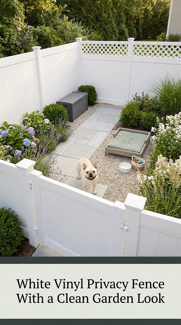 White Vinyl Privacy Fence With a Clean Garden Look