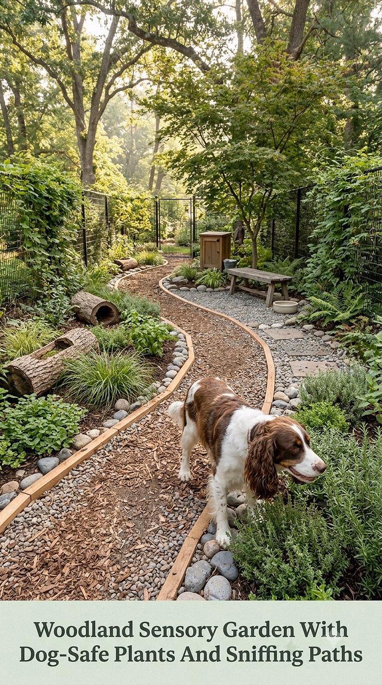 Woodland Sensory Garden With Dog-Safe Plants And Sniffing Paths
