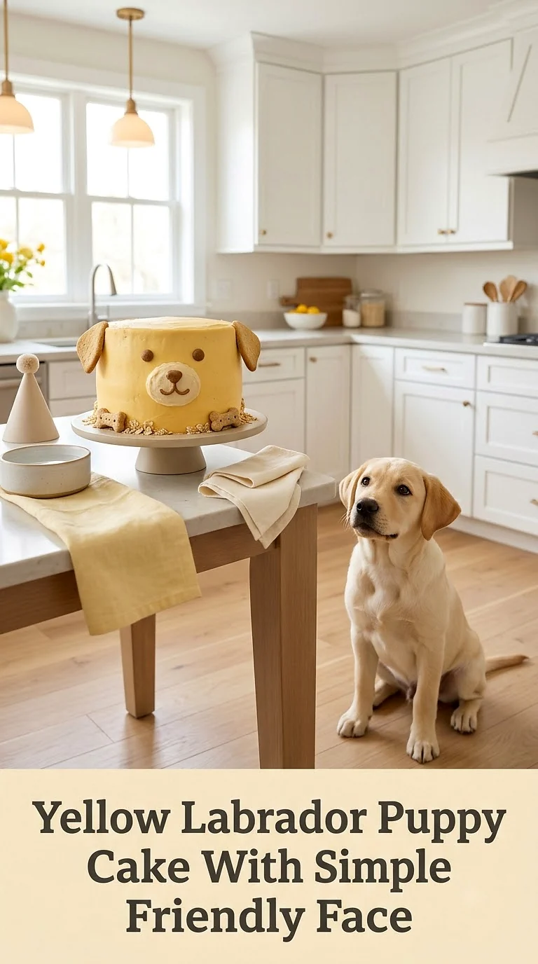 Yellow Labrador Puppy Cake With Simple Friendly Face