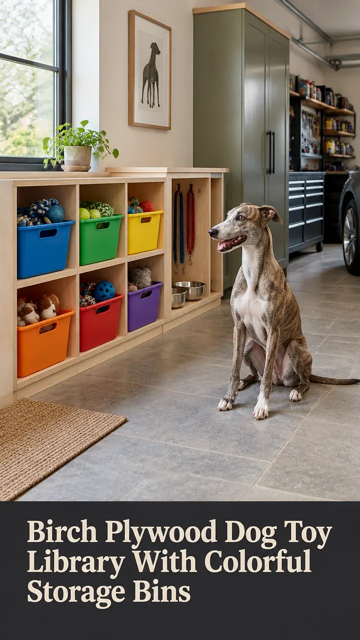 Birch Plywood Dog Toy Library With Colorful Storage Bins