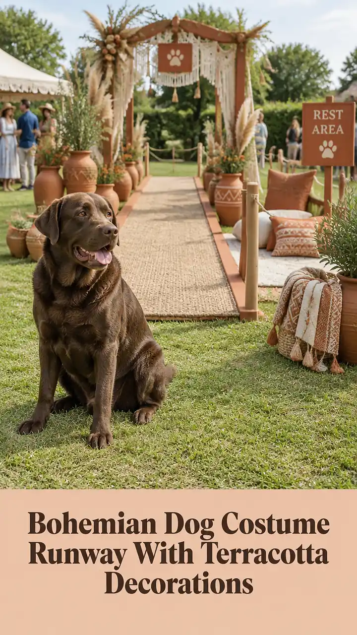 Bohemian Dog Costume Runway With Terracotta Decorations