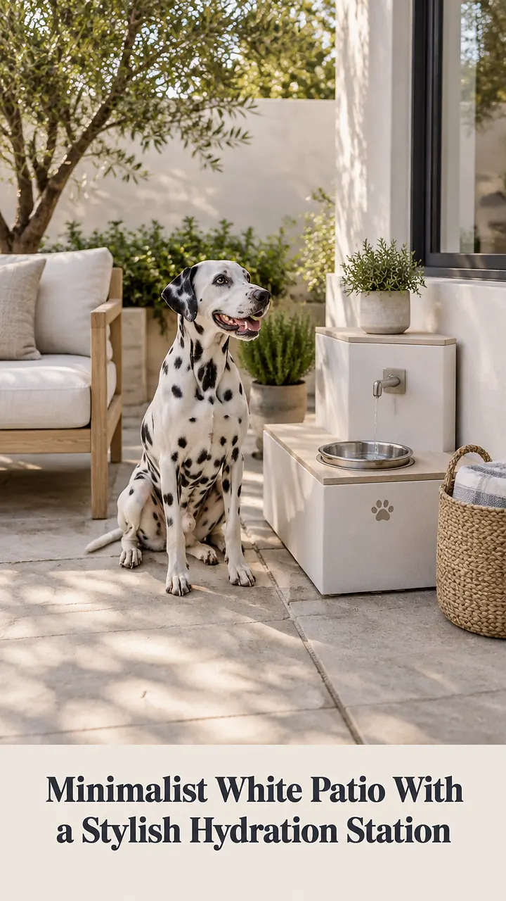 Minimalist White Patio With a Stylish Hydration Station