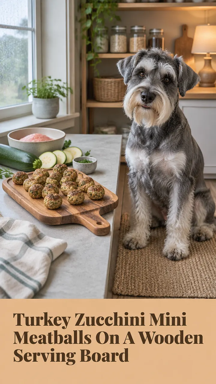 Turkey Zucchini Mini Meatballs On A Wooden Serving Board