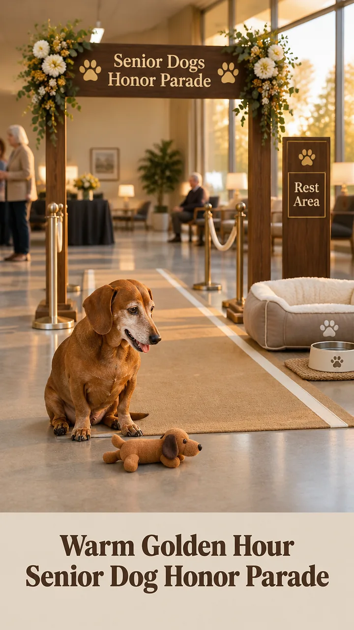 Warm Golden Hour Senior Dog Honor Parade