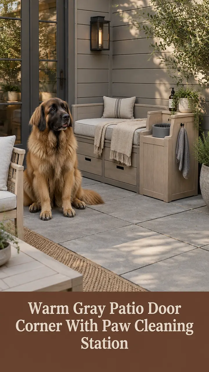 Warm Gray Patio Door Corner With Paw Cleaning Station