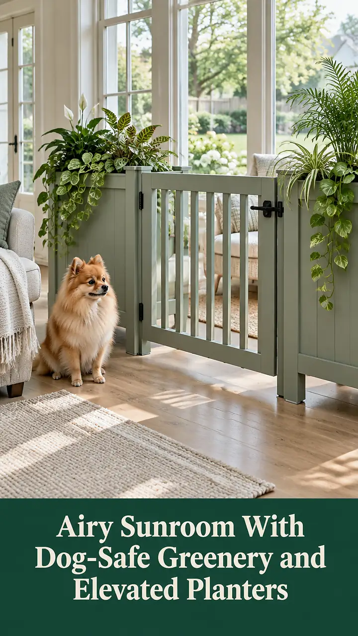 Airy Sunroom With Dog-Safe Greenery and Elevated Planters