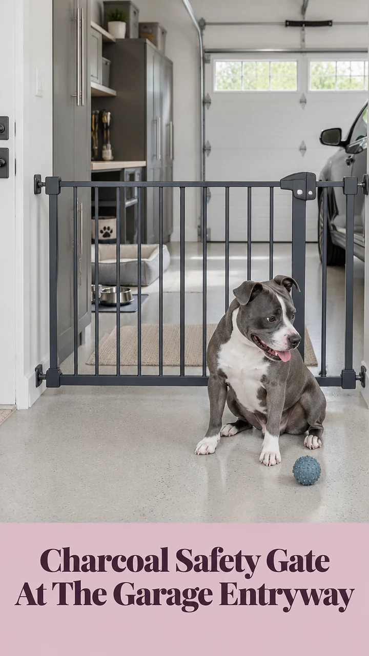 Charcoal Safety Gate At The Garage Entryway