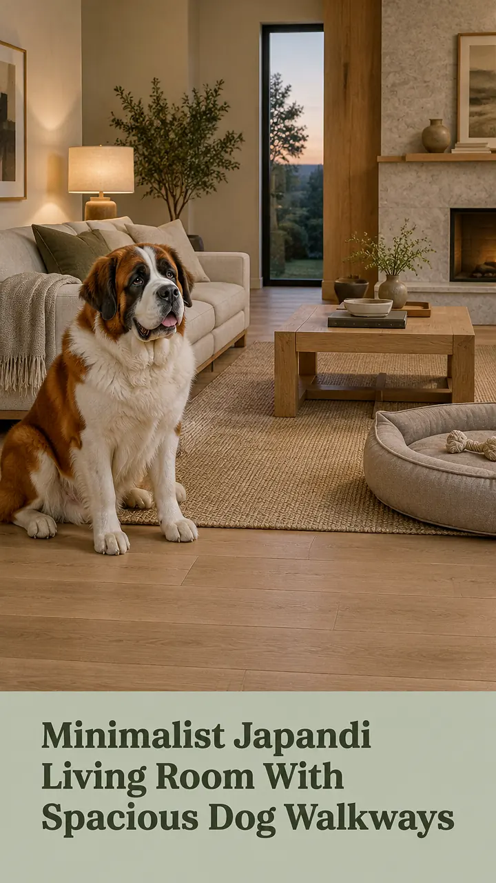 Minimalist Japandi Living Room With Spacious Dog Walkways