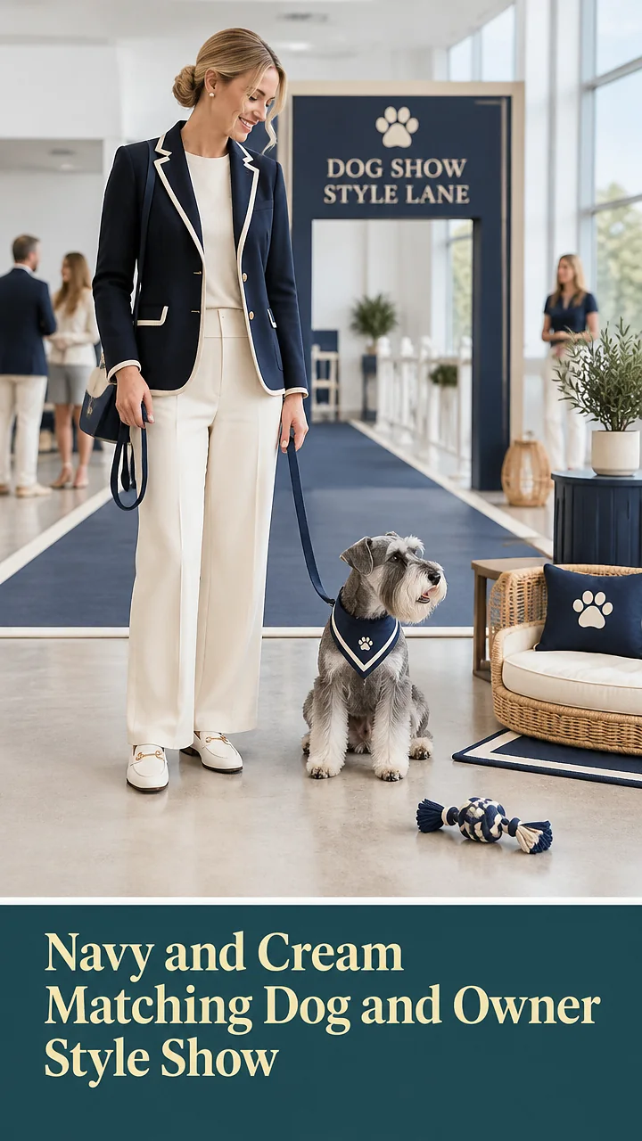 Navy and Cream Matching Dog and Owner Style Show