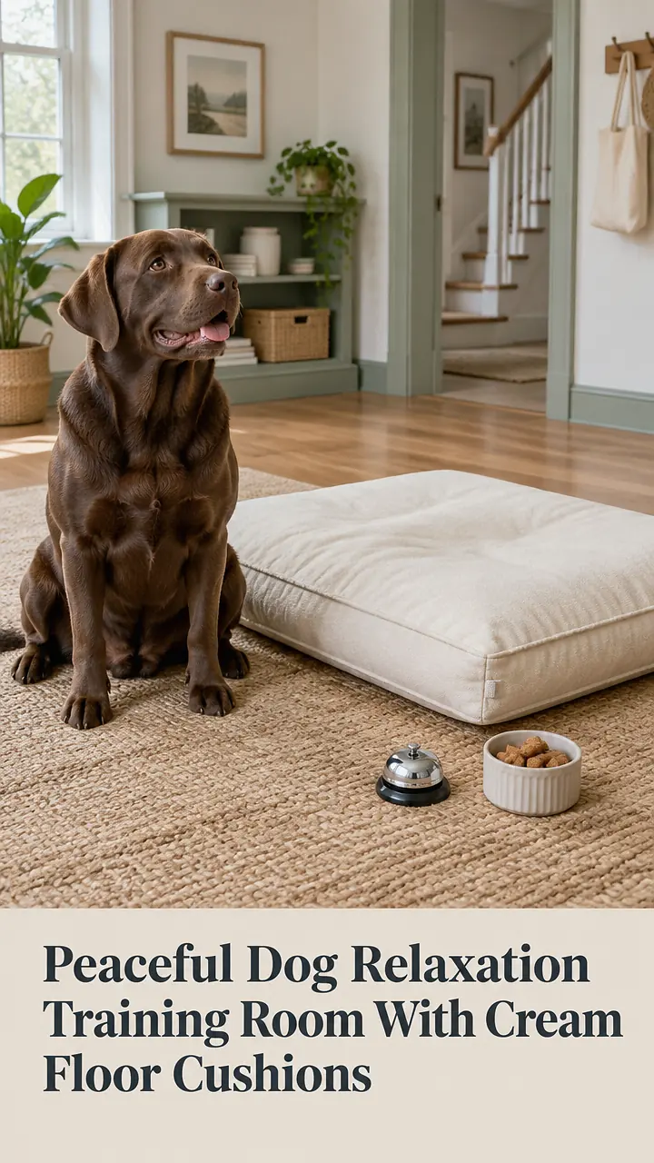Peaceful Dog Relaxation Training Room With Cream Floor Cushions