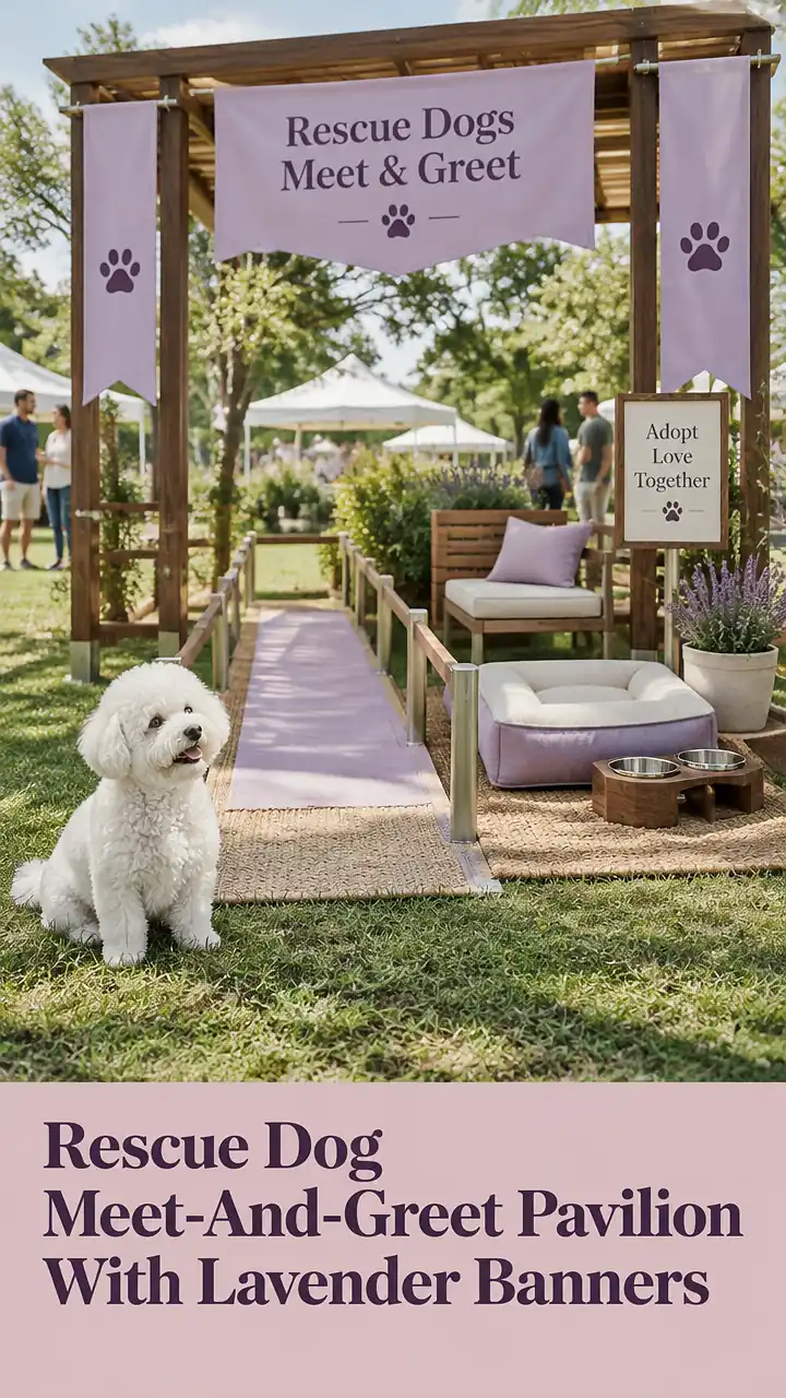 Rescue Dog Meet-And-Greet Pavilion With Lavender Banners