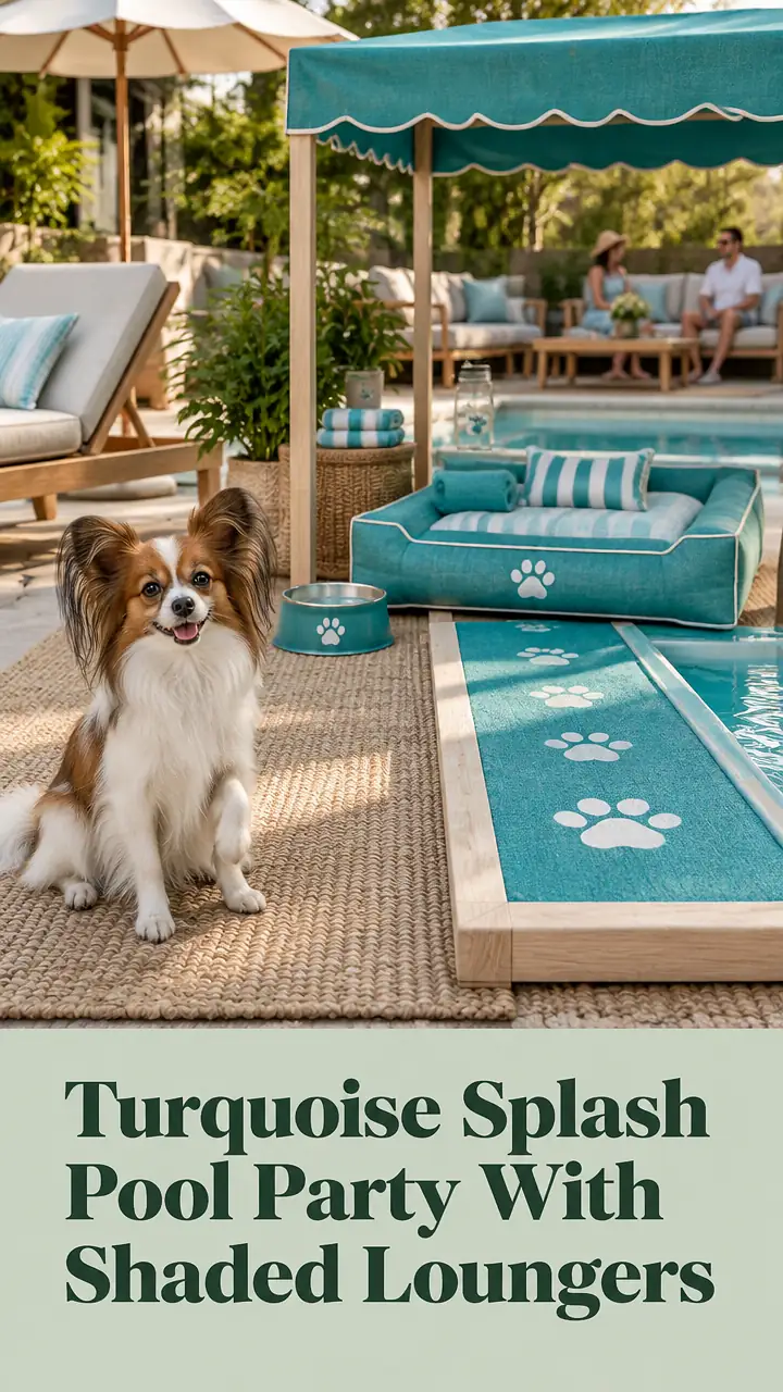 Turquoise Splash Pool Party With Shaded Loungers