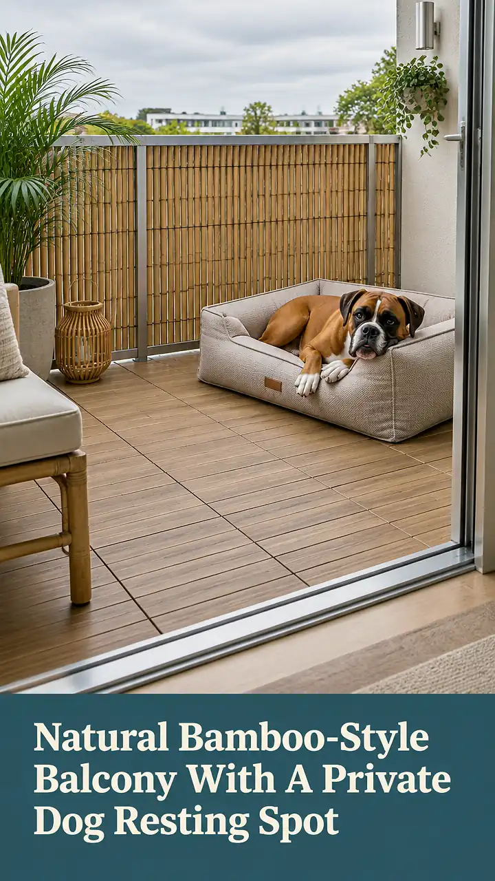 Natural Bamboo-Style Balcony With A Private Dog Resting Spot