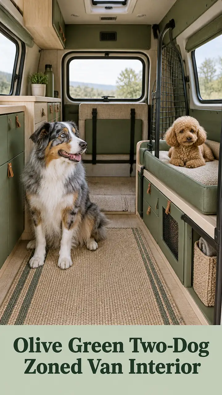 Olive Green Two-Dog Zoned Van Interior