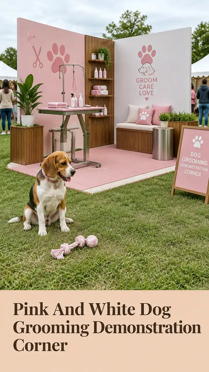Pink And White Dog Grooming Demonstration Corner