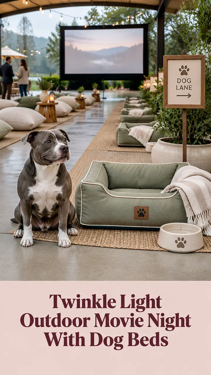 Twinkle Light Outdoor Movie Night With Dog Beds