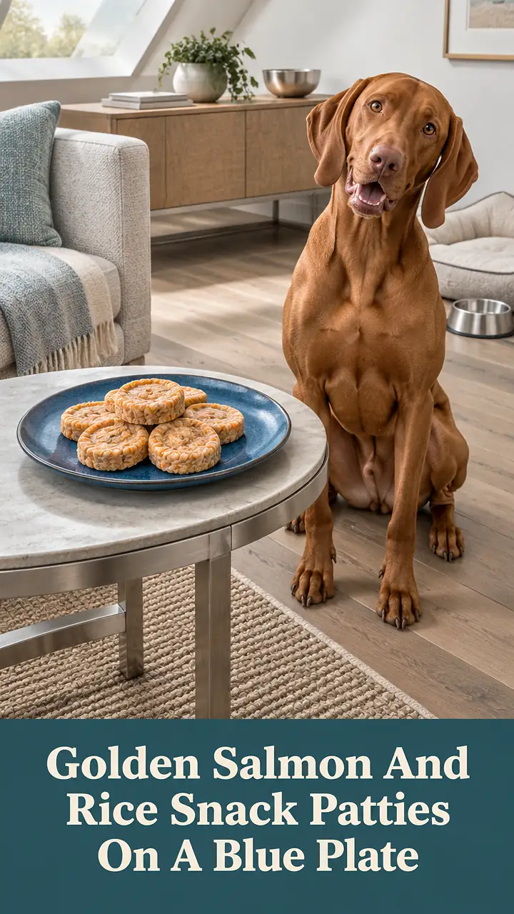 Golden Salmon And Rice Snack Patties On A Blue Plate