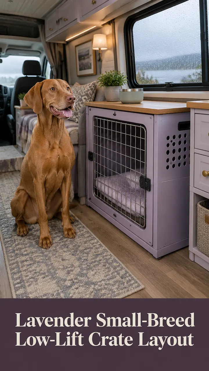 Lavender Small-Breed Low-Lift Crate Layout