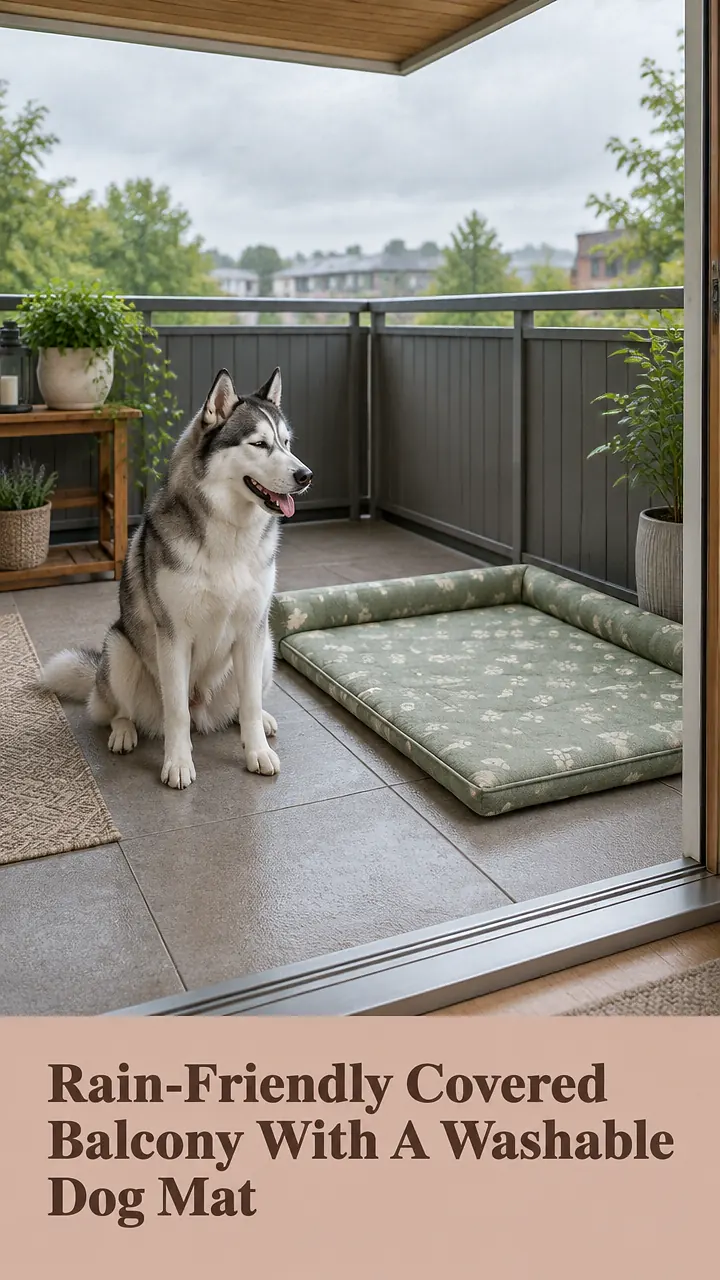 Rain-Friendly Covered Balcony With A Washable Dog Mat