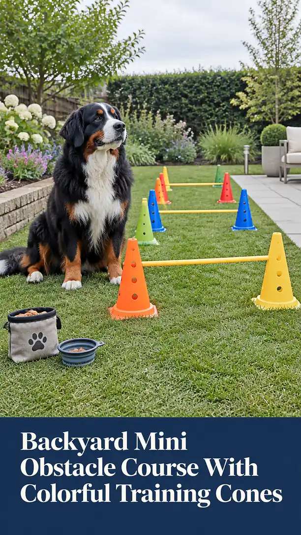 Backyard Mini Obstacle Course With Colorful Training Cones