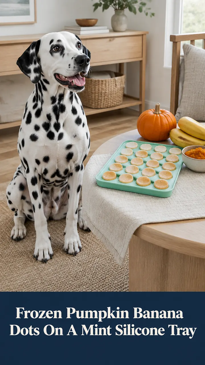 Frozen Pumpkin Banana Dots On A Mint Silicone Tray