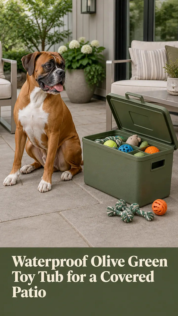 Waterproof Olive Green Toy Tub for a Covered Patio