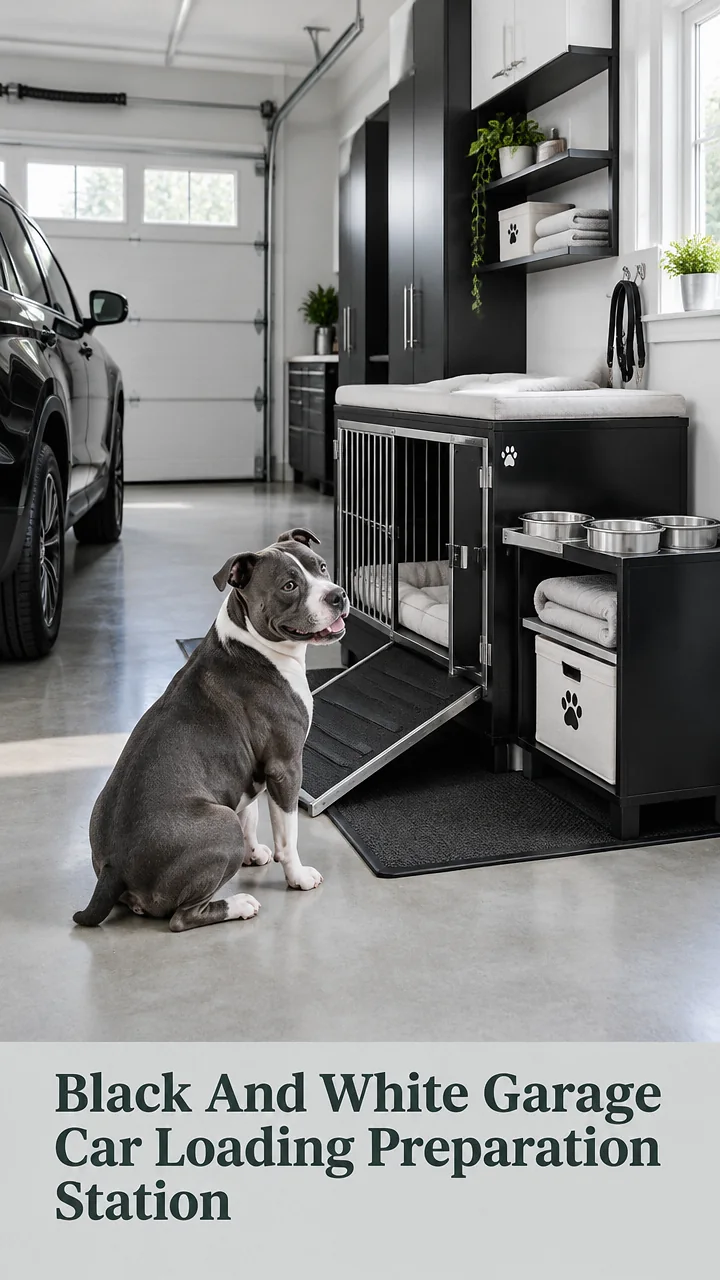Black And White Garage Car Loading Preparation Station
