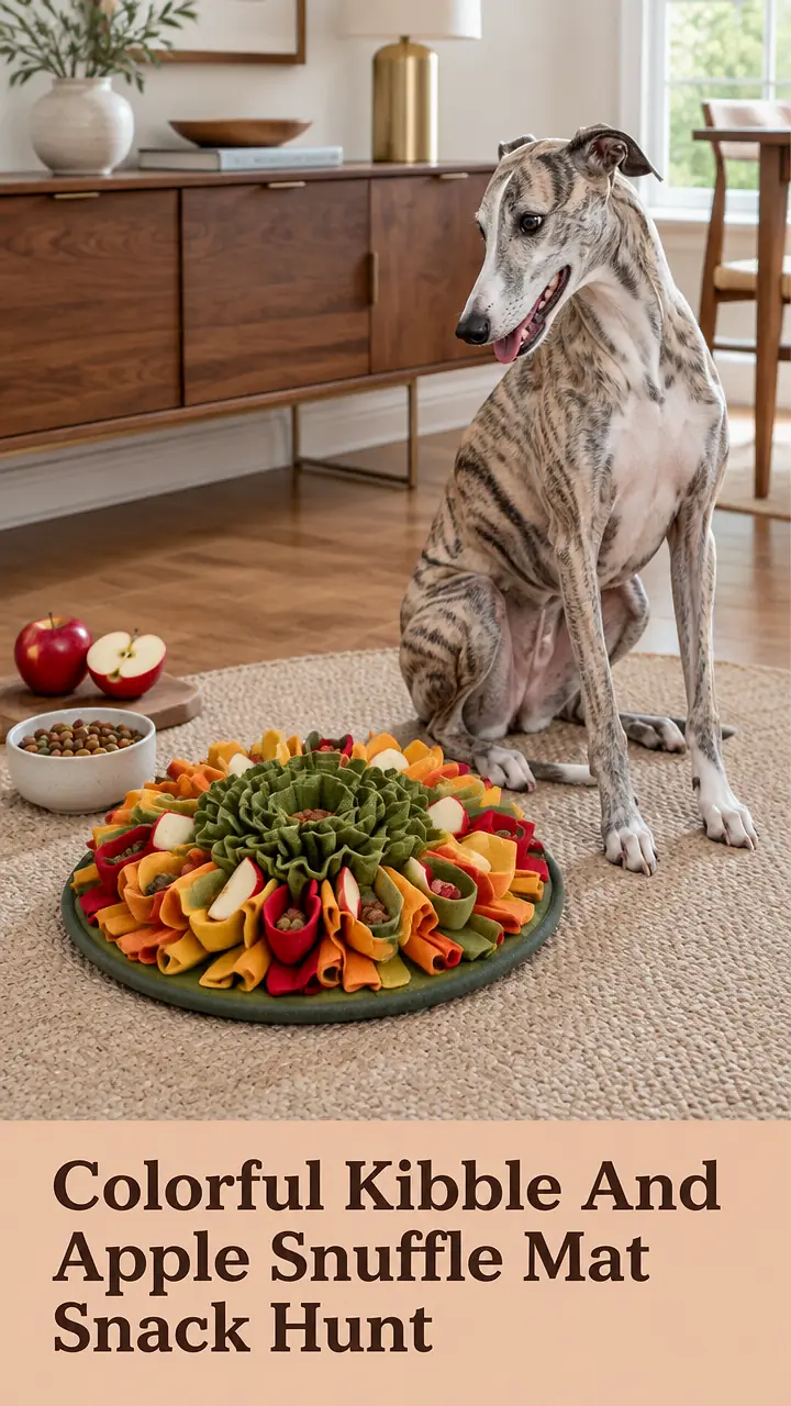 Colorful Kibble And Apple Snuffle Mat Snack Hunt