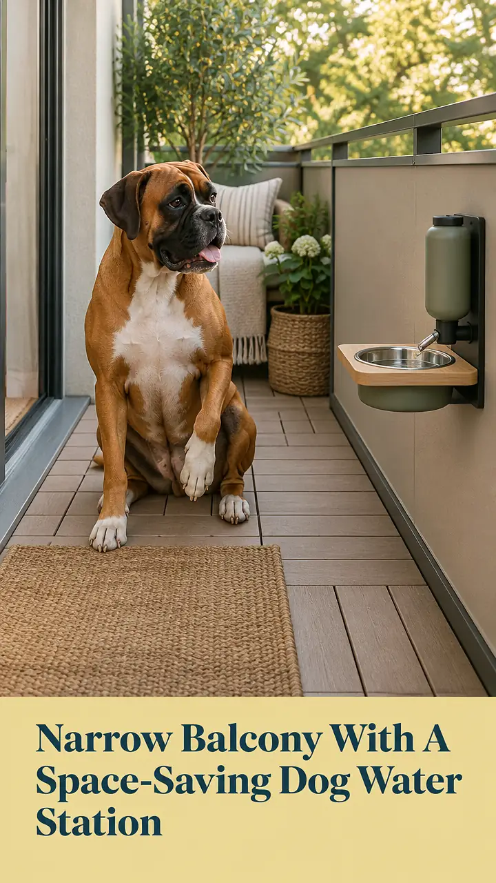 Narrow Balcony With A Space-Saving Dog Water Station