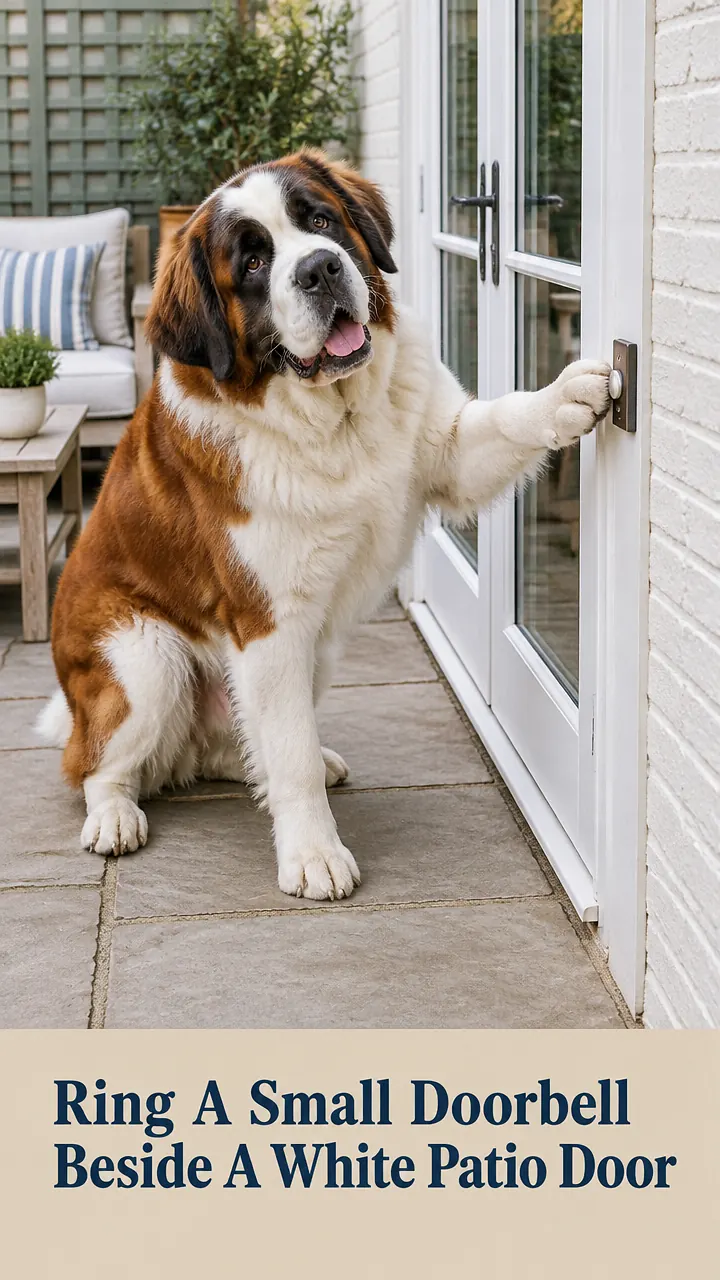 Ring A Small Doorbell Beside A White Patio Door